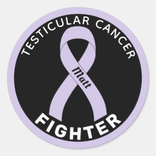 Testicular Cancer Fighter Ribbon Black Classic Round Sticker