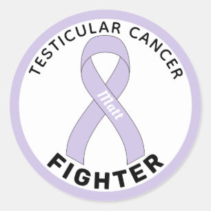 Testicular Cancer Fighter Ribbon White Classic Round Sticker