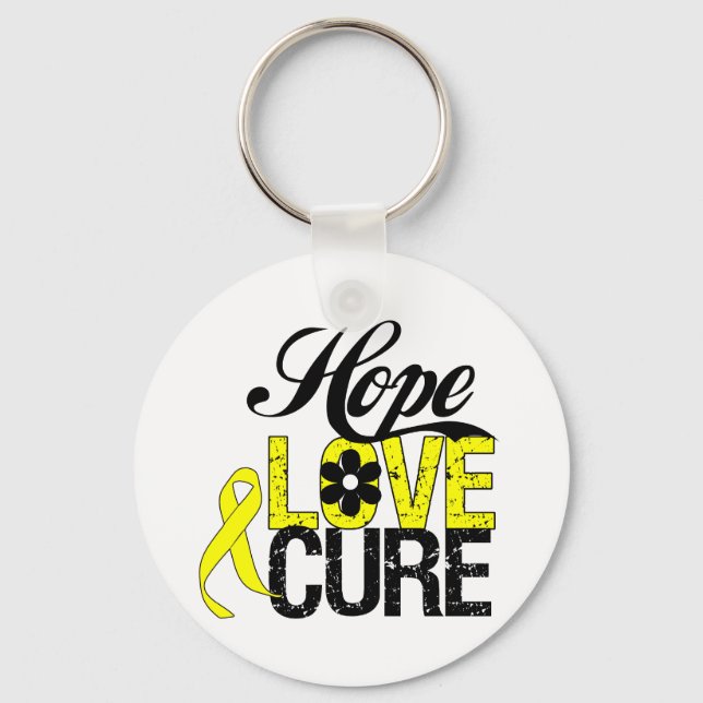 Testicular Cancer HOPE LOVE CURE Gifts Keychain (Front)