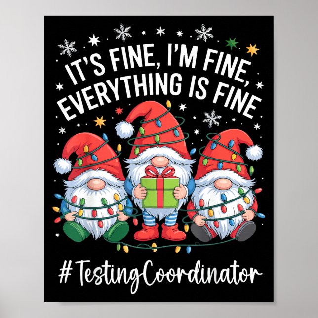Testing Coordinator Gnome Everything Is Fine Funny Poster (Front)