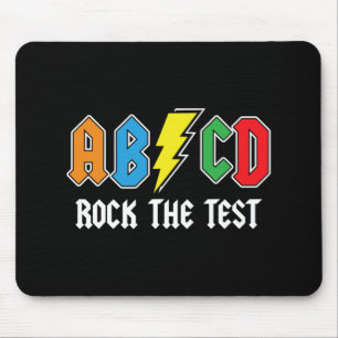 Testing Retro Abcd Rock The Test Day Funny School Mouse Pad