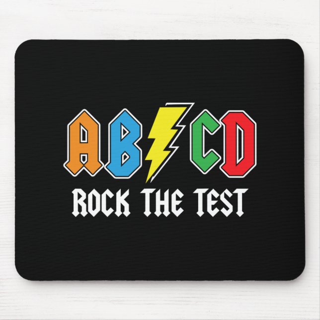 Testing Retro Abcd Rock The Test Day Funny School  Mouse Pad (Front)