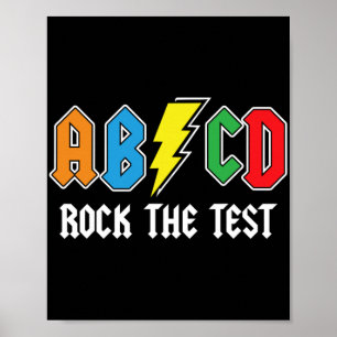 Testing Retro Abcd Rock The Test Day Funny School  Poster