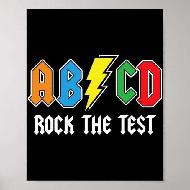 Testing Retro Abcd Rock The Test Day Funny School  Poster (Front)