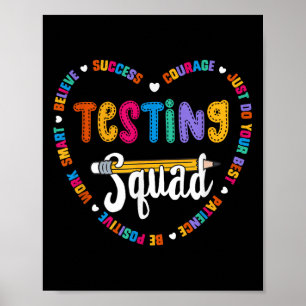 Testing Squad Motivational Test Day Words Heart Te Poster