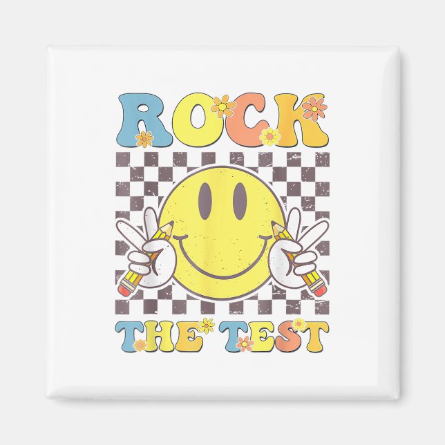 Testing Teacher Motivational Rock The Test  Magnet (Front)