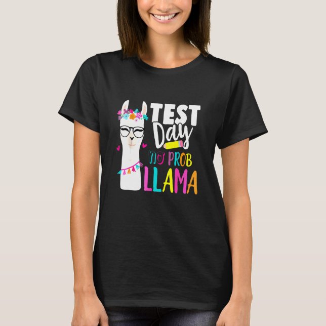 Testing Test Day No Prob Llama Teacher Professor J T-Shirt (Front)