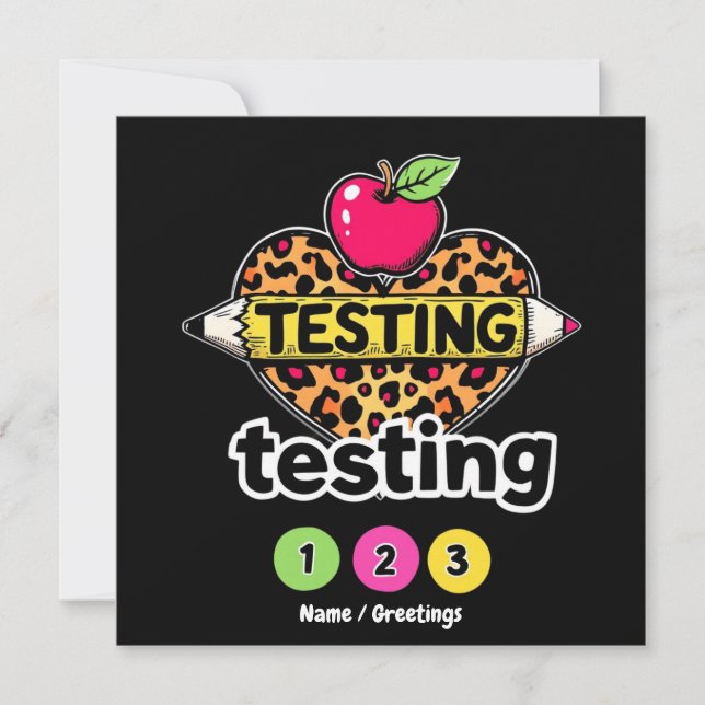 Testing Testing 123 Guide to Successful Test Day Invitation (Front)