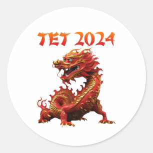 Tet 2024 Year of the Dragon Vietnamese New Year Classic Round Sticker