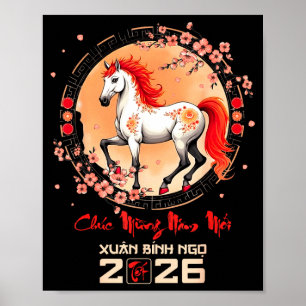 Tet 2026 Vietnamese Year Horse Zodiac Lunar Chines Poster