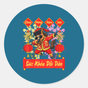 Tet Decoration 2026 Vietnamese Lunar New Year Hors Classic Round Sticker