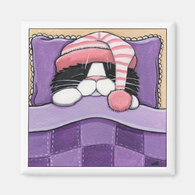 Tête couchée - Aimant de chat (Devant)