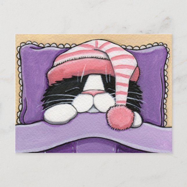 Tête couchée - Carte postale de chat (Devant)