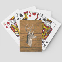 Tête de cerf sur grain de bois Cartes à jouer clas