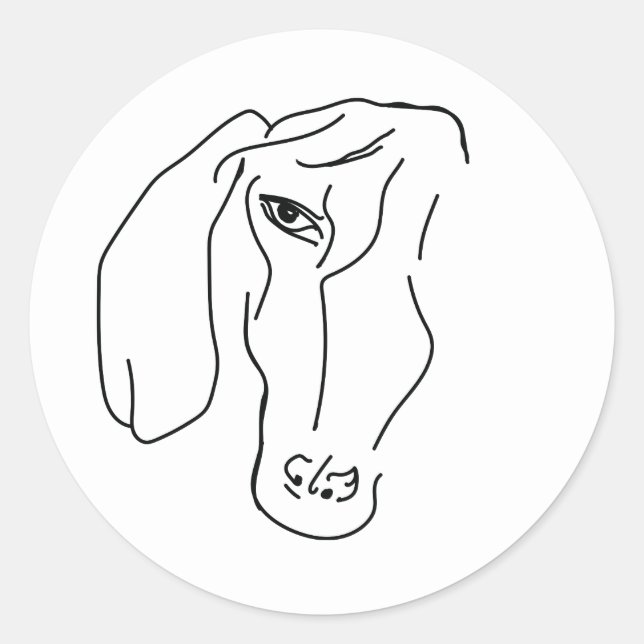 Tête de Dachshund, Sticker de dessin d'art (Devant)