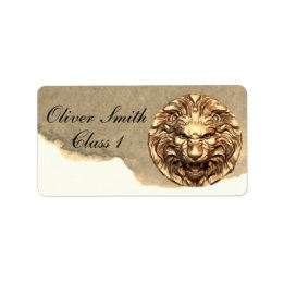 Tête de lion doré rugissant Étiquette scolaire per