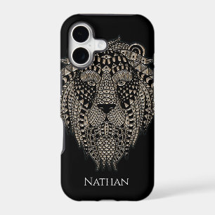 Tête de lion métallique tribale cool personnalisée