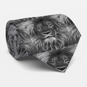 Tête de lion noire sur cravate pour hommes