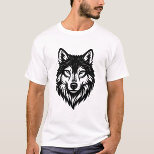 Tête de loup alpha haut contraste noir et blanc Gr