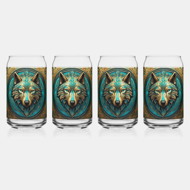 Tête de loup d'or et de turquoise (Recto)