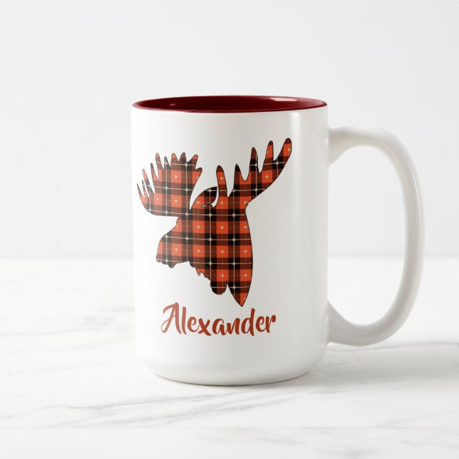 Tête de Moosehead Lumberjack Mug à café à deux ton (Droit)