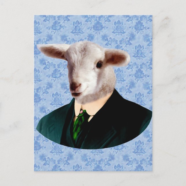 Tête de mouton avec carte postale du corps humain (Devant)