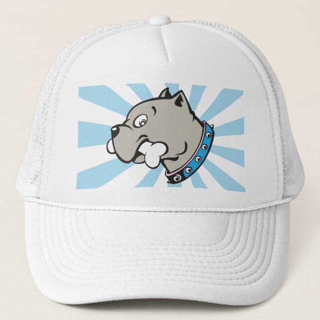 Tête de Pitbull de bande dessinée - casquette bleu (Devant)