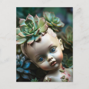 Tête de poupée dans la carte postale Succulent Gar