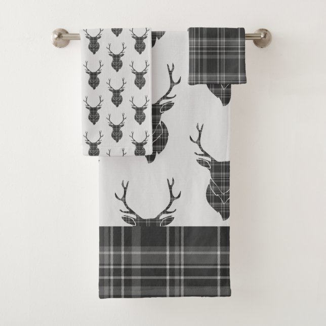 Tête De Tête Et Tartan Gris Motif Rustique (En situation)