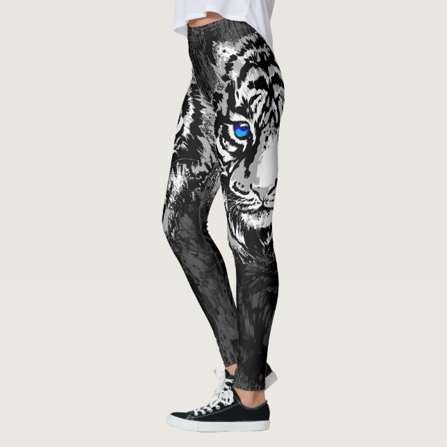 Tête de tigre blanche réaliste - Leggings de tigre (Gauche)