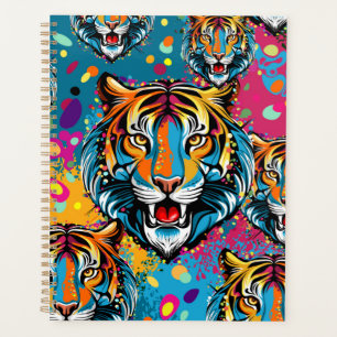 Tête de tigre couleurs arc-en-ciel peinture taches