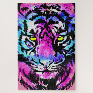 Tête de tigre rose Neon - Puzzle de tigre