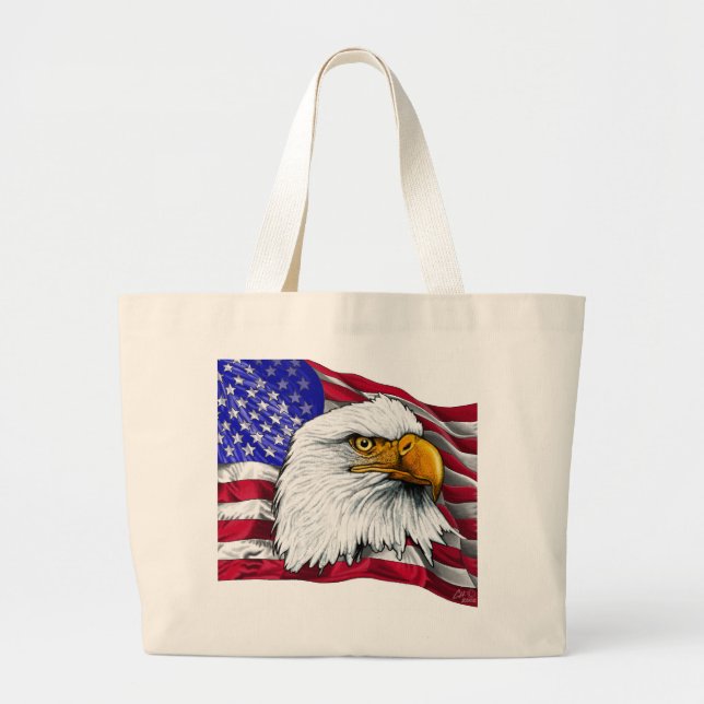 Tête d'Eagle avec le sac fourre-tout à drapeau (Devant)