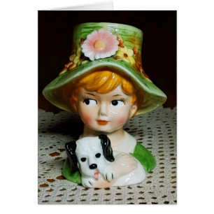 Tête rouge enfant et chiot petite fille Lady Tête 