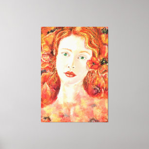 Tête rouge jolie toile verte teintée femme Imprime