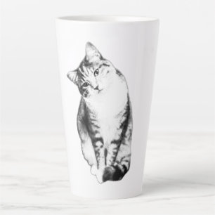 Tête Tilt Tabby Chat Monochrome Art Mug