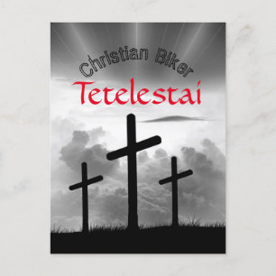 Tetelestai Christian Biker's Scripture Verse Postcard