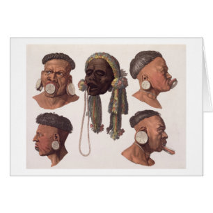 Têtes des Indiens de Botocudos (gravure de