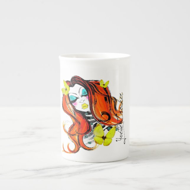 Têtes et tasse rouges de papillons (Devant)