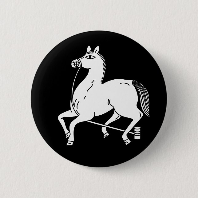 Tethered champion horse 2 inch round button (Front)
