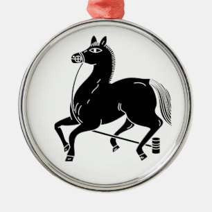 Tethered champion horse metal ornament