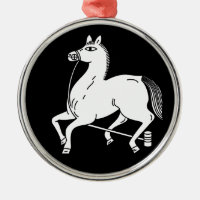 Tethered champion horse