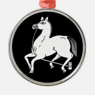 Tethered champion horse metal ornament