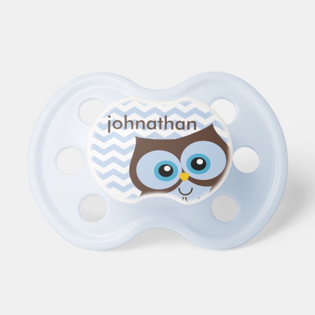 Tétine bleue mignonne de monogramme de zigzag de (Devant)