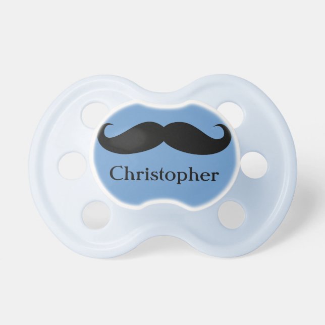 Tétine Funky Personnalisé Blue Mustache Pacifier (Devant)