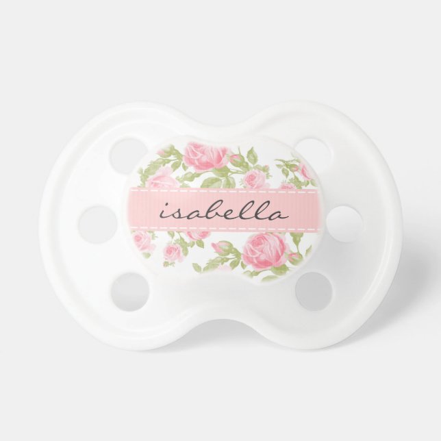 Tétine Monogramme floral Rose Vintage (Devant)