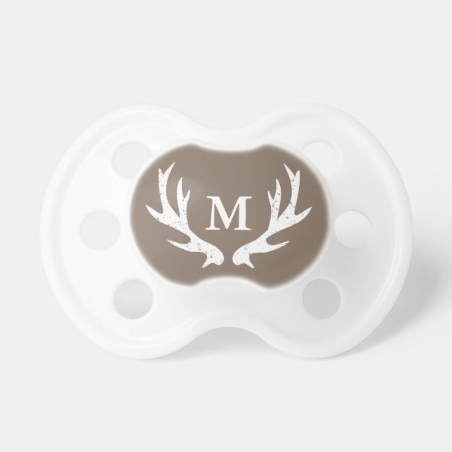 Tétine pacificateur bébé de cerf vintage avec monogramme (Devant)