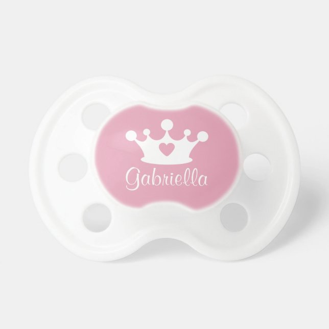 Tétine Petite princesse rose bébé fille sur mesure Monogr (Devant)