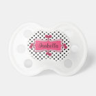 Pois noirs blancs rose petit fille Pacifier