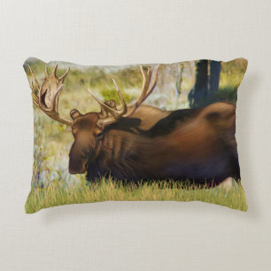 Teton King Moose Bull Accent Pillow